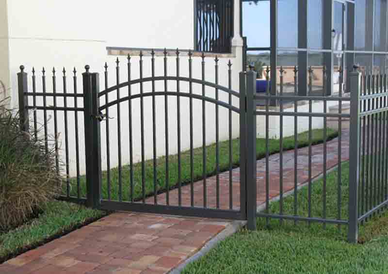 Bronze-Aluminum-3-Rail-Arched-Gate-with-Tri-Ad-Finial